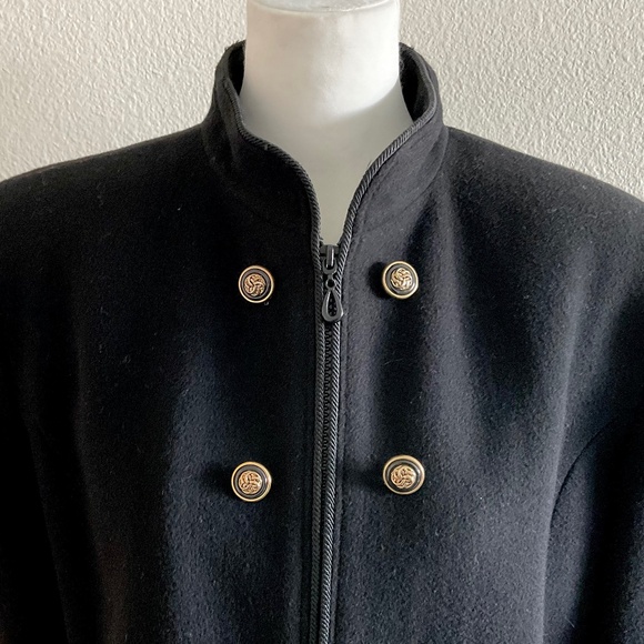 CHARLES KLEIN Vintage Black Wool Coat Notched Collar Size Extra Large EC - Picture 5 of 9